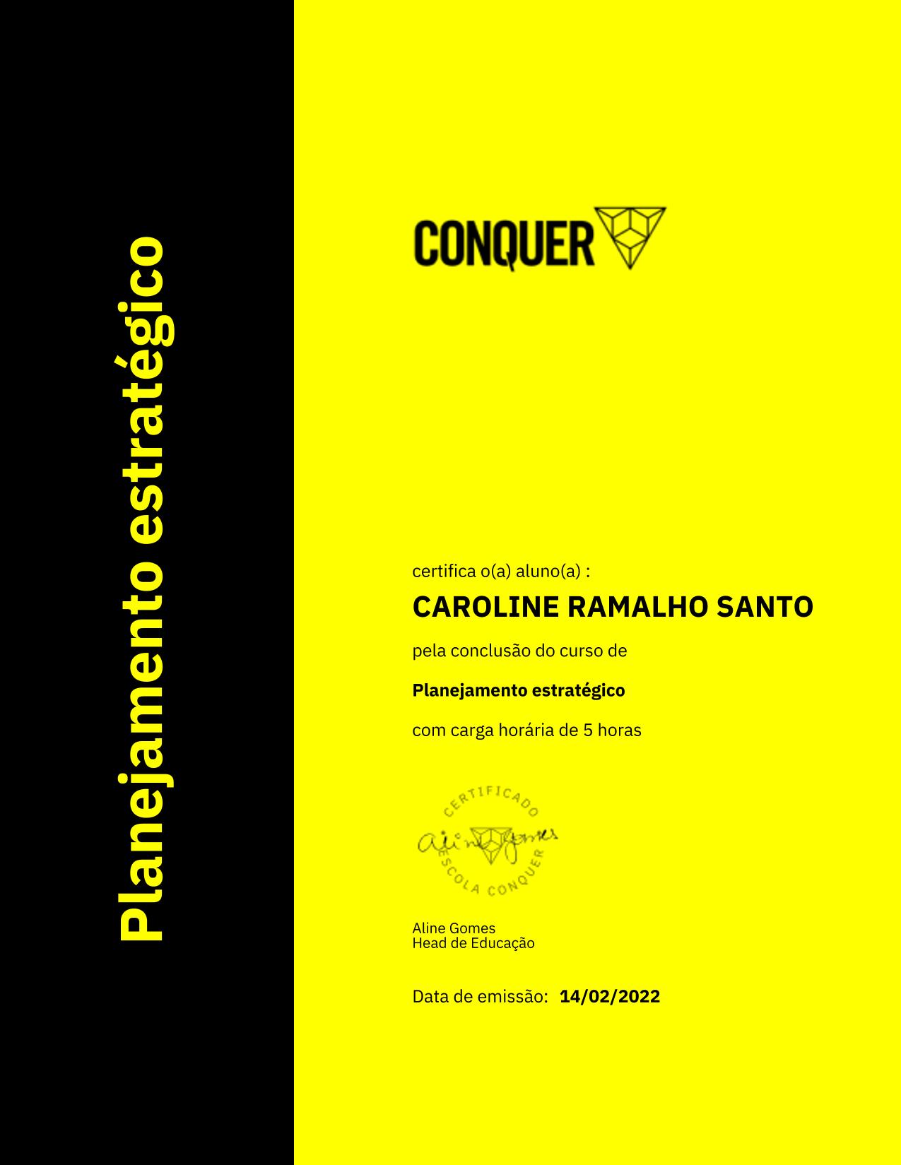 Certificado de Planejamento estratégico